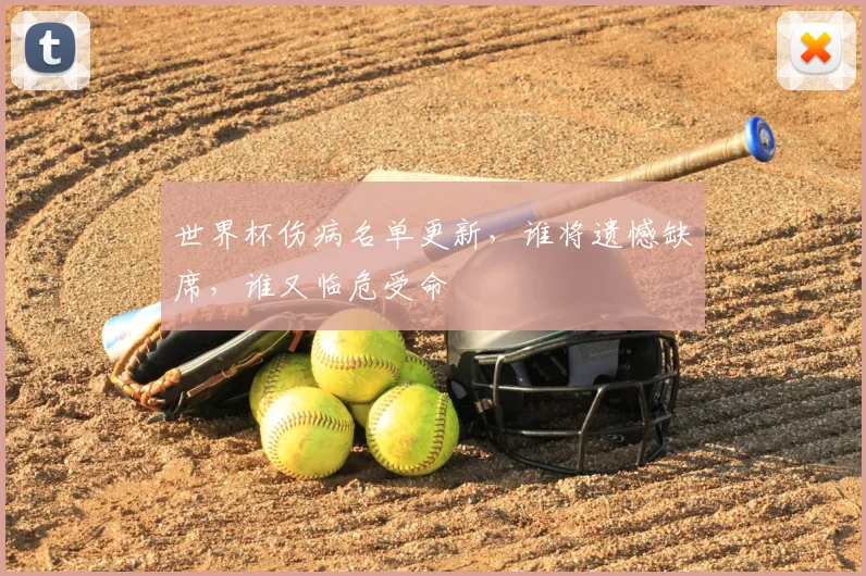 世界杯伤病名单更新,谁将遗憾缺席,谁又临危受命